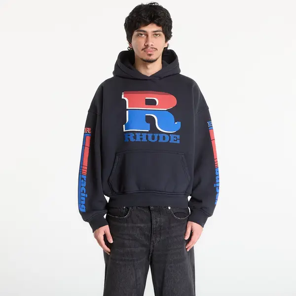 Rhude Mikina Rhude Split Petrol Logo Hoodie Vintage Black/ Red/ Blue XL