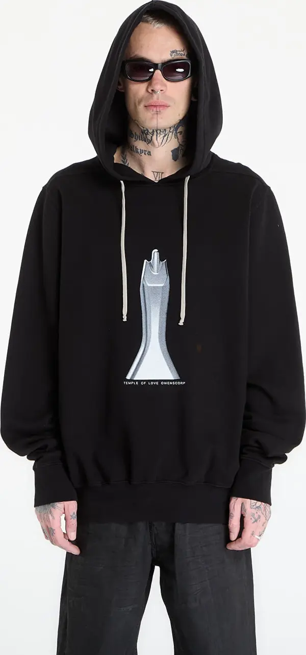 Rick Owens DRKSHDW Mikina Rick Owens DRKSHDW Oversized Hoodie Black/ Milk L