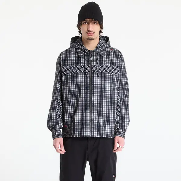 ROA Mikina ROA Aair Floweave Printed Check Long Sleeve Hooded Shirt Anthracite S