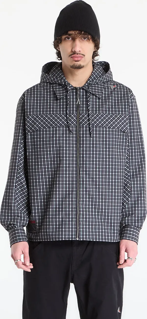 ROA Mikina ROA Aair Floweave Printed Check Long Sleeve Hooded Shirt Anthracite XL