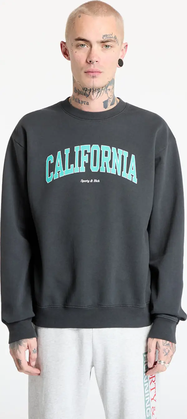 Sporty & Rich Mikina Sporty & Rich California Crewneck UNISEX Faded Black/ Spring Green/ White S
