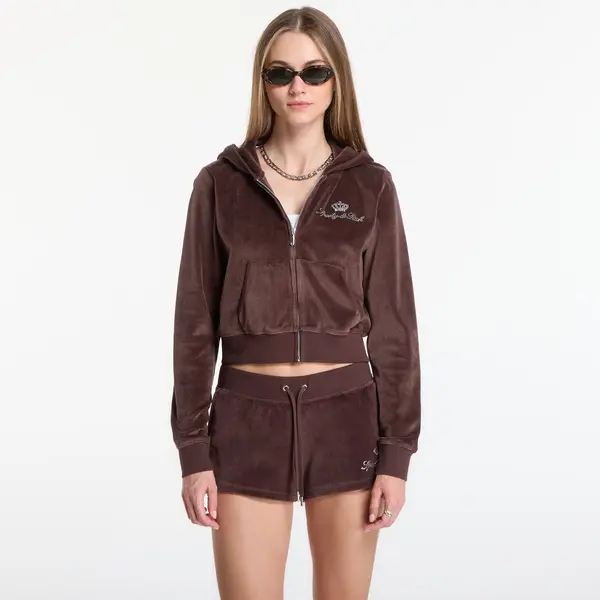 Sporty & Rich Mikina Sporty & Rich Juicy Script Velour Zip Hoodie Chocolate L