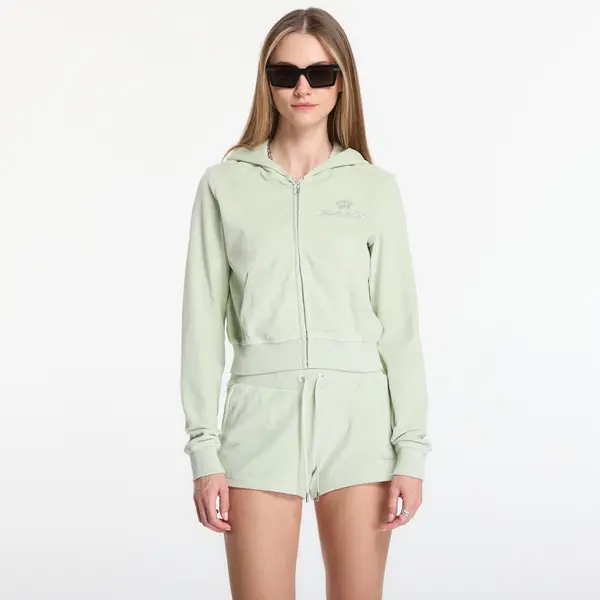 Sporty & Rich Mikina Sporty & Rich Juicy Script Velour Zip Hoodie Sage S