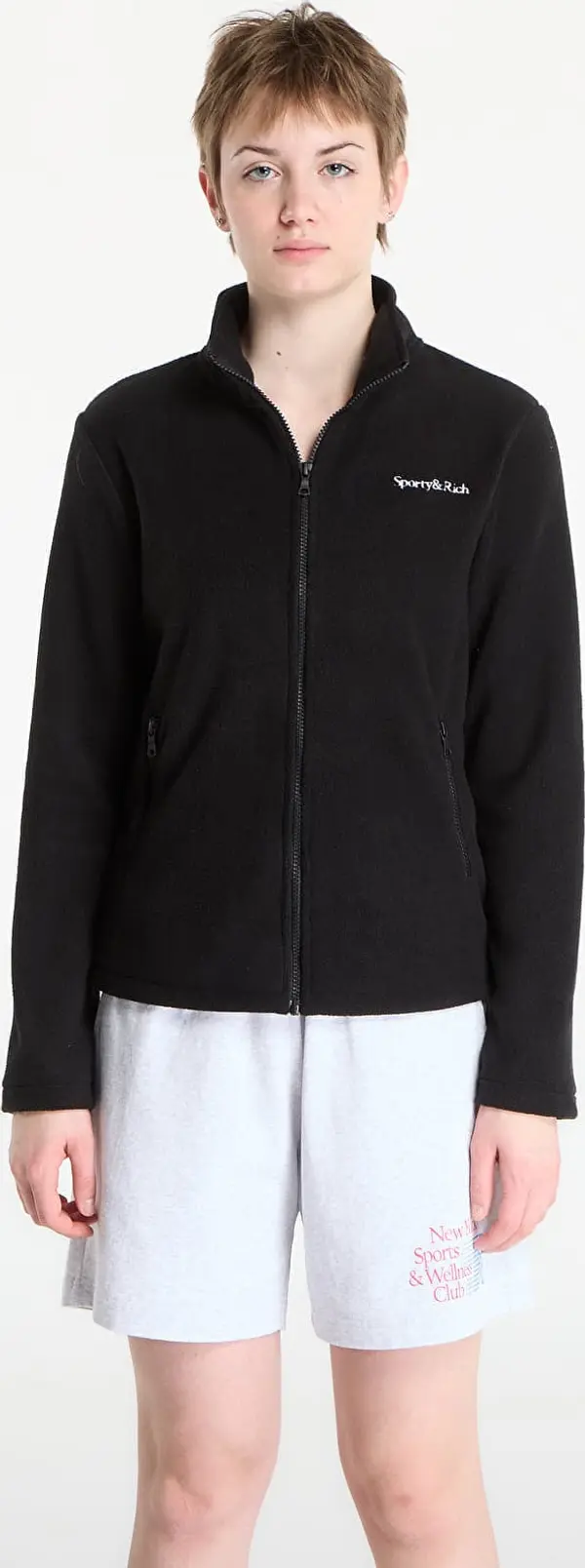 Sporty & Rich Mikina Sporty & Rich Serif Logo Zipped Polar Fleece Black M
