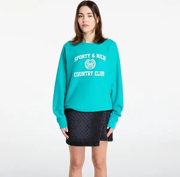 Sporty & Rich Mikina Sporty & Rich Varsity Crest Soft Crewneck UNISEX Spring Green XL