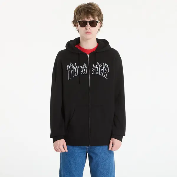 Thrasher Mikina Thrasher Flame Embroidered Zip Hoodie Black XL