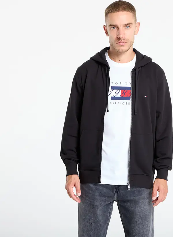 Tommy Hilfiger Mikina Tommy Hilfiger Essential Terry Zip Through Black L