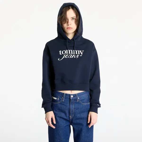 Tommy Hilfiger Mikina Tommy Jeans Relaxed Cropped Script Hoodie Blue L