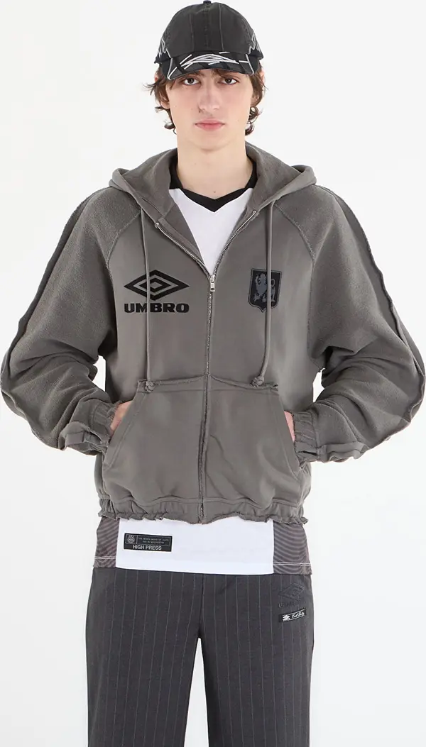 Umbro Mikina Umbro by SlamJam Royal Arms Zip Masked Hoodie Smock Grey L