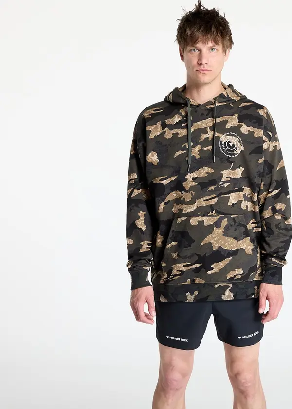 Under Armour Mikina Under Armour Project Rock AOP Terry Hoodie Grey/ Green M