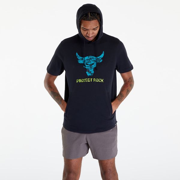 Under Armour Mikina Under Armour Project Rock Payoff Short Sleeve Terry Hoodie Black/ Coastal Teal L