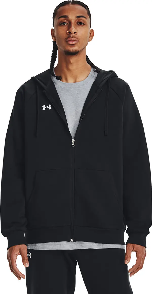 Under Armour Mikina Under Armour Rival Fleece FZ Hoodie Black/ White XL