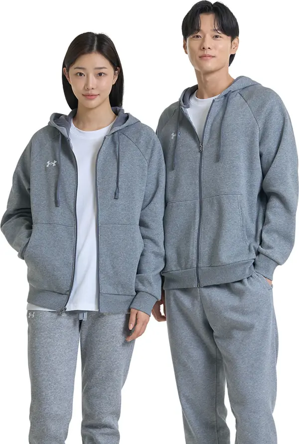 Under Armour Mikina Under Armour Rival Fleece FZ Hoodie Castlerock Light Heather/ White L