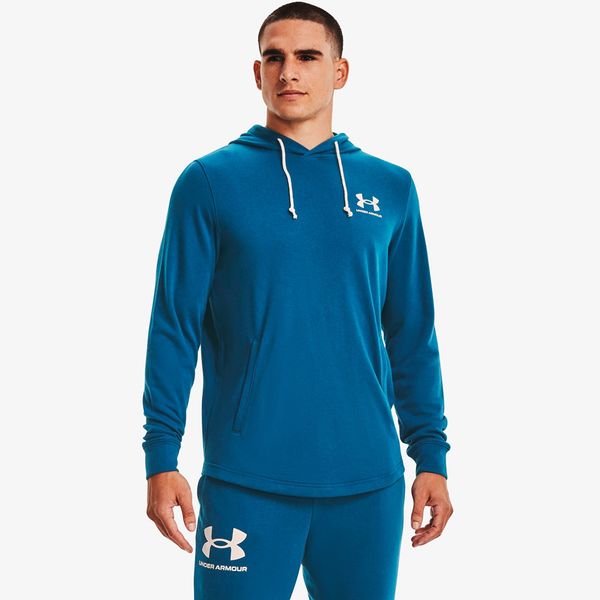 Under Armour Mikina Under Armour Rival Terry Lc Hoodie Deep Sea/ Onyx White M