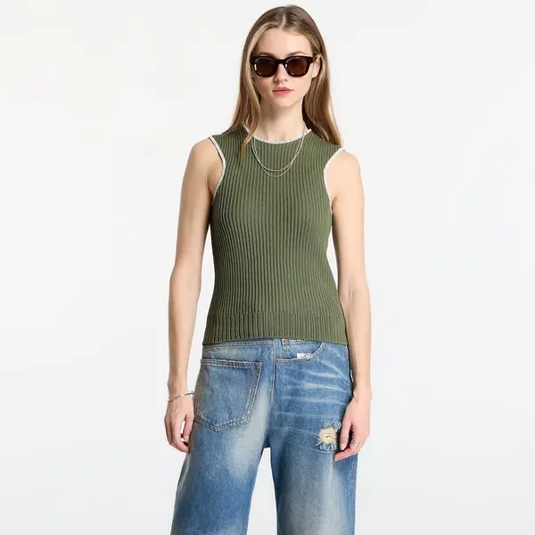 MM6 Maison Margiela MM6 Ribbed Knit Sleeveless Top Khaki L