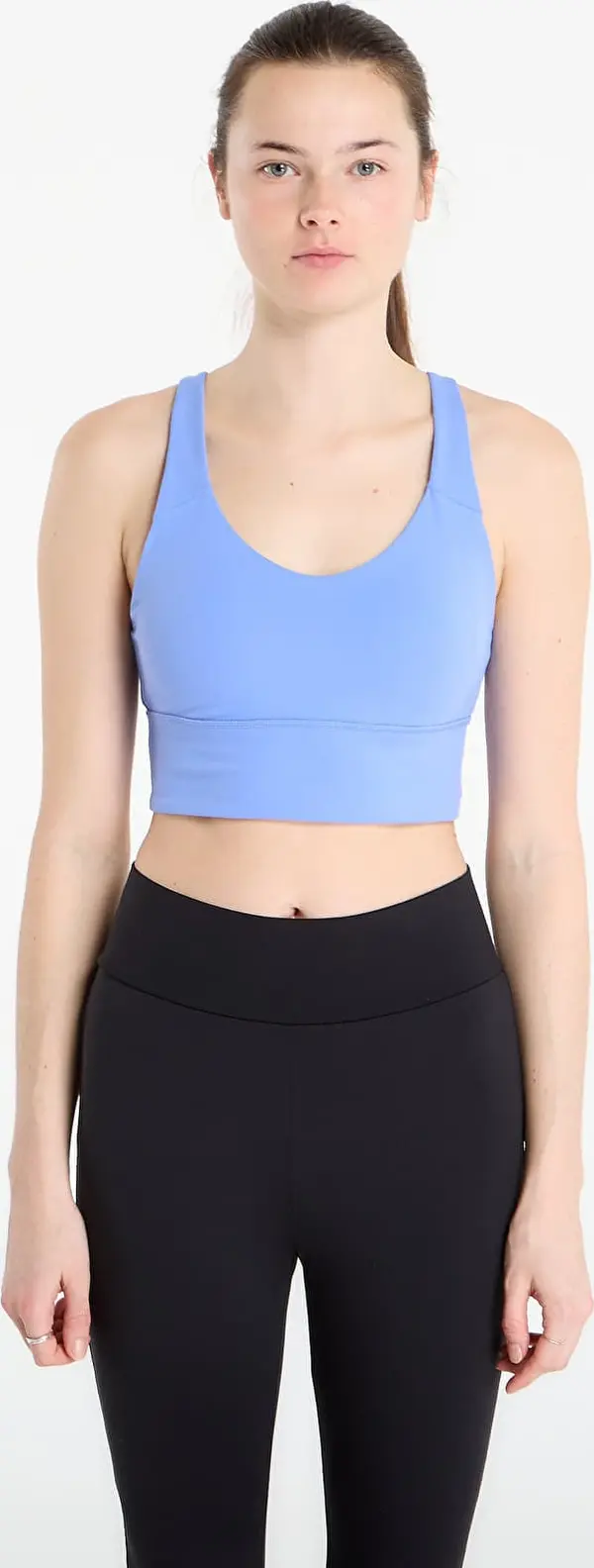 adidas Performance Modrček adidas 3 Stripes Studio All Me Light Support Bra Blue Fusion L