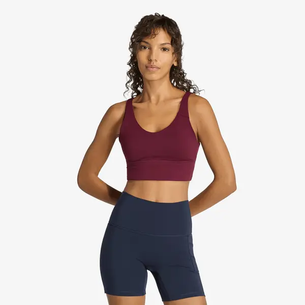 adidas Performance Modrček adidas 3 Stripes Studio All Me Light Support Bra Maroon XS