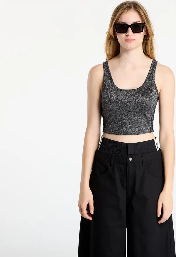 adidas Originals Modrček adidas Lurex Bralet Black/ Silver Met. L