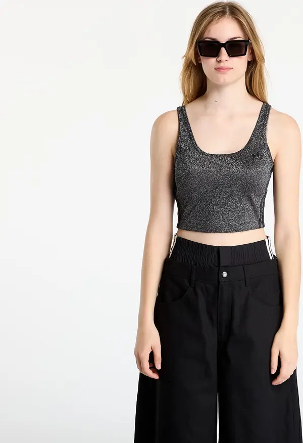adidas Originals Modrček adidas Lurex Bralet Black/ Silver Met. M