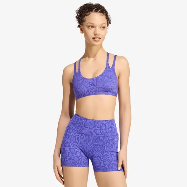 adidas Performance Modrček adidas Optime Workout Snake Strappy Light Support Bra Solar Purple/ Pure Purple M
