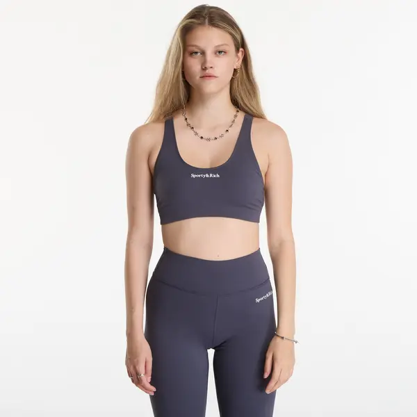 Sporty & Rich Modrček Sporty & Rich Serif Logo Sports Bra Carbon M