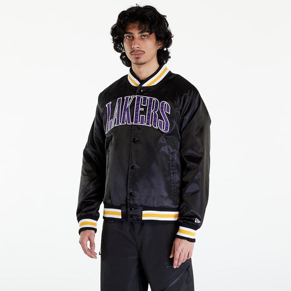 New Era New Era LA Lakers NBA Applique Satin Bomber Jacket UNISEX Black/ True Purple