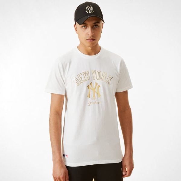 New Era New Era MLB Metallic Graphic Tee New York Yankees White