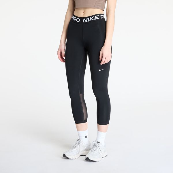 Nike Nike Pro Women's Mid-Rise Crop Mesh-Panel Leggings Black/ White XXL