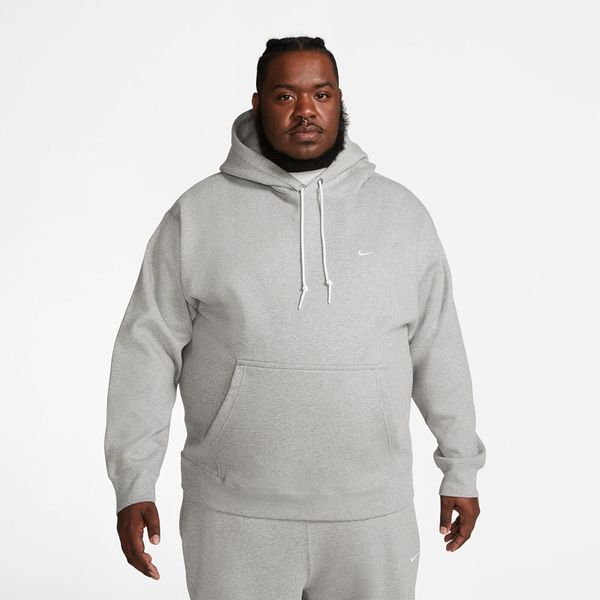 Nike Nike Solo Swoosh Men's Fleece Pullover Hoodie Dk Grey Heather/ White