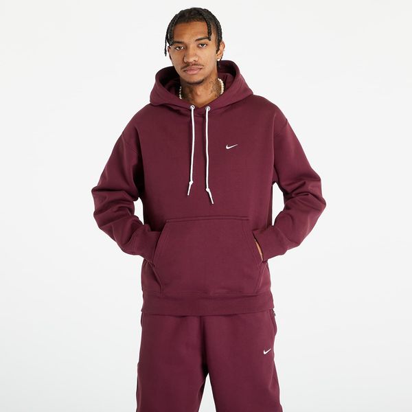 Nike Nike Solo Swoosh Men's Fleece Pullover Hoodie Night Maroon/ White