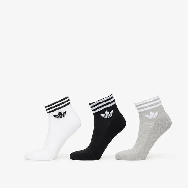 adidas Originals Nogavice adidas 3-Stripes Ankle Socks 3-Pack White/ Medium Grey Heather/ Black S