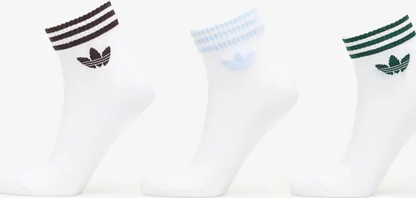 adidas Originals Nogavice adidas 3-Stripes Ankle Socks 3 Pairs White/ Aurora Coffee/ Crystal Sky- Collegiate Green L