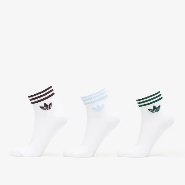 adidas Originals Nogavice adidas 3-Stripes Ankle Socks 3 Pairs White/ Aurora Coffee/ Crystal Sky- Collegiate Green L