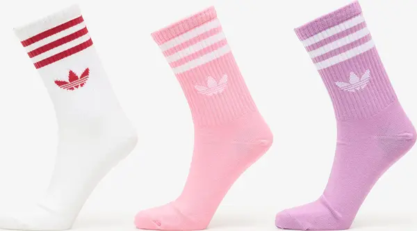 adidas Originals Nogavice adidas 3-Stripes Crew Socks 3 Pairs Preloved Purple/ Bliss Pink/ White M