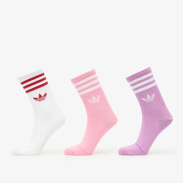 adidas Originals Nogavice adidas 3-Stripes Crew Socks 3 Pairs Preloved Purple/ Bliss Pink/ White XS