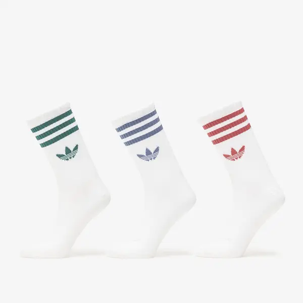 adidas Originals Nogavice adidas 3-Stripes Crew Socks 3 Pairs White/ Preloved Ruby/ Preloved Ink- Collegiate Green L