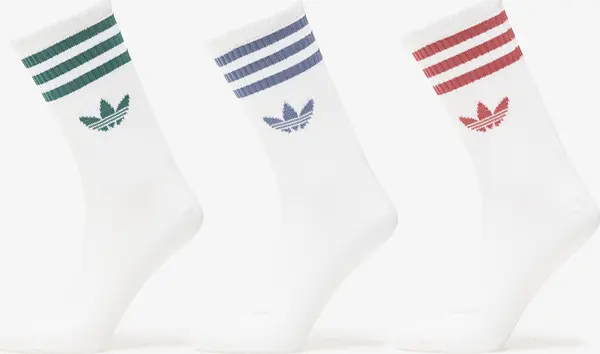 adidas Originals Nogavice adidas 3-Stripes Crew Socks 3 Pairs White/ Preloved Ruby/ Preloved Ink- Collegiate Green M