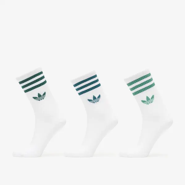 adidas Originals Nogavice adidas 3 Stripes Crew Socks 3 Pairs White/ Rich Green/ Collegiate Green L