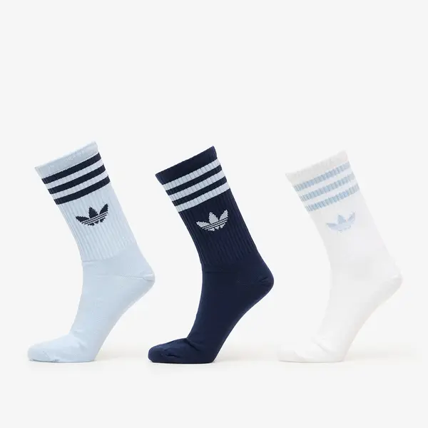 adidas Originals Nogavice adidas 3-Stripes Crew Socks 3 Pairs Wonder Blue/ Night Indigo/ White S