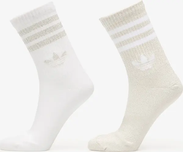 adidas Originals Nogavice adidas 3-Stripes Glitter Crew Socks 2 Pairs Ice Gold Met./ White S