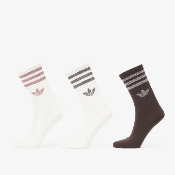 adidas Originals Nogavice adidas 3 Stripes Glitter Crew Socks 3-Pack Off White/ Aurora Coffee M
