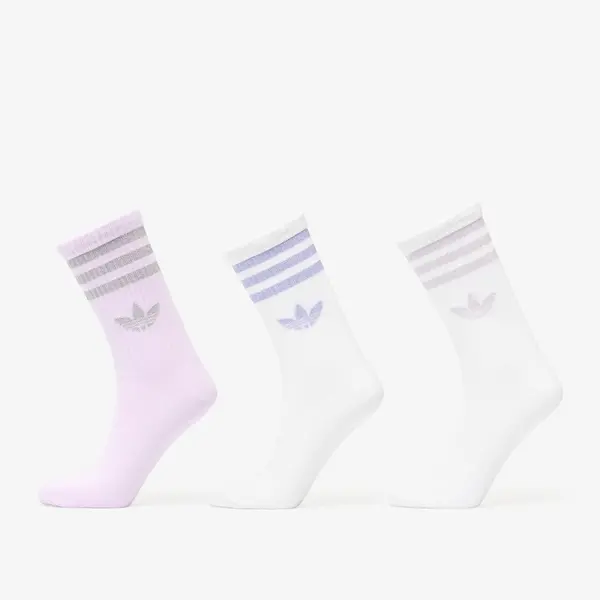 adidas Originals Nogavice adidas 3 Stripes Glitter Crew Socks 3-Pack White/ Ice Lavender M