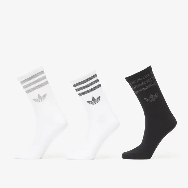 adidas Originals Nogavice adidas 3 Stripes Glitter Crew Socks 3-Pack White/ Silver Met./ Black L