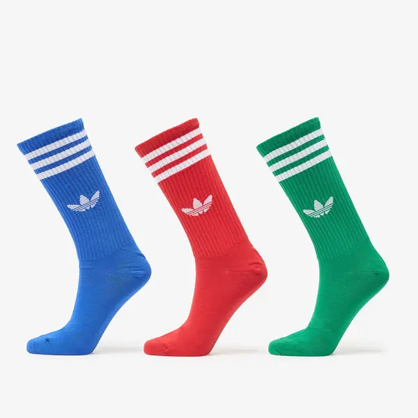 adidas Originals Nogavice adidas 3-Stripes High Crew Socks 3 Pairs Blue/ Better Scarlet/ Green M