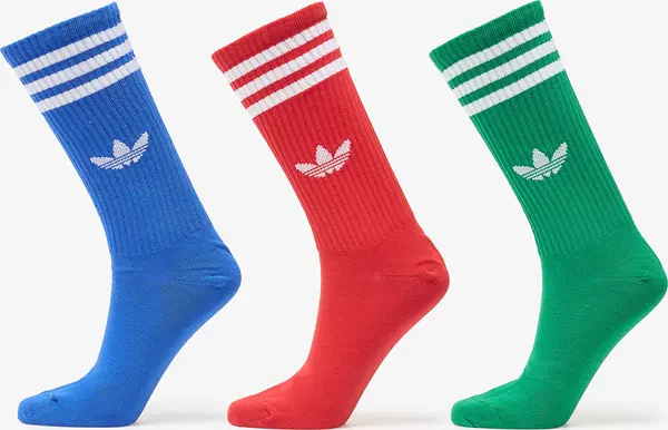 adidas Originals Nogavice adidas 3-Stripes High Crew Socks 3 Pairs Blue/ Better Scarlet/ Green S