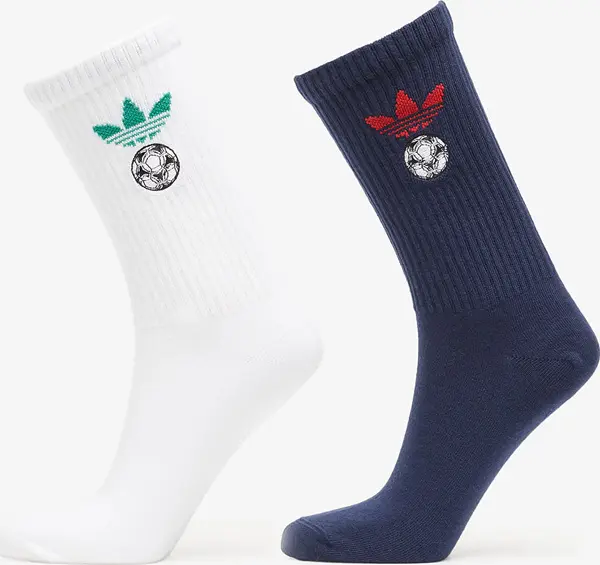 adidas Originals Nogavice adidas Football Embroidered Crew Socks 2 Pairs White/ Night Indigo S