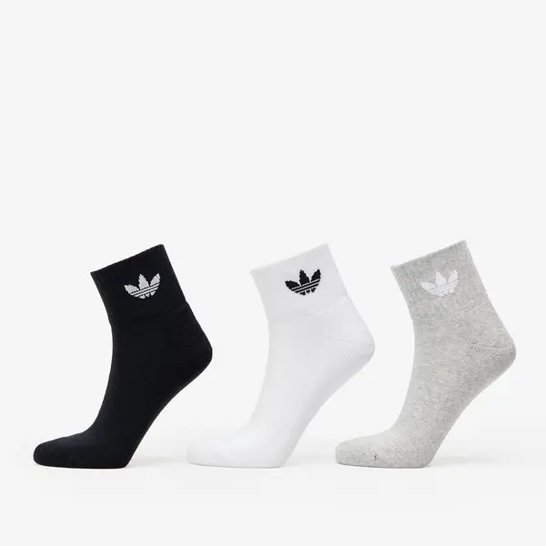 adidas Originals Nogavice adidas Mid Ankle Sock 3-Pack White/ Medium Grey Heather/ Black M