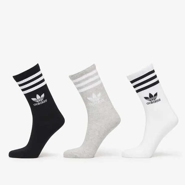 adidas Originals Nogavice adidas Mid Cut Crew Socks 3-Pack White/ Medium Grey Heather/ Black XL