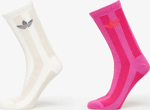 adidas Originals Nogavice adidas Striped Crew Socks 2-Pack Off White/ Signal Green M