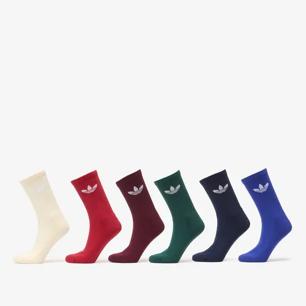 adidas Originals Nogavice adidas Trefoil Crew Sock Cushion 6-Pack Night Indigo/ Collegiate Green/ Maroon XL